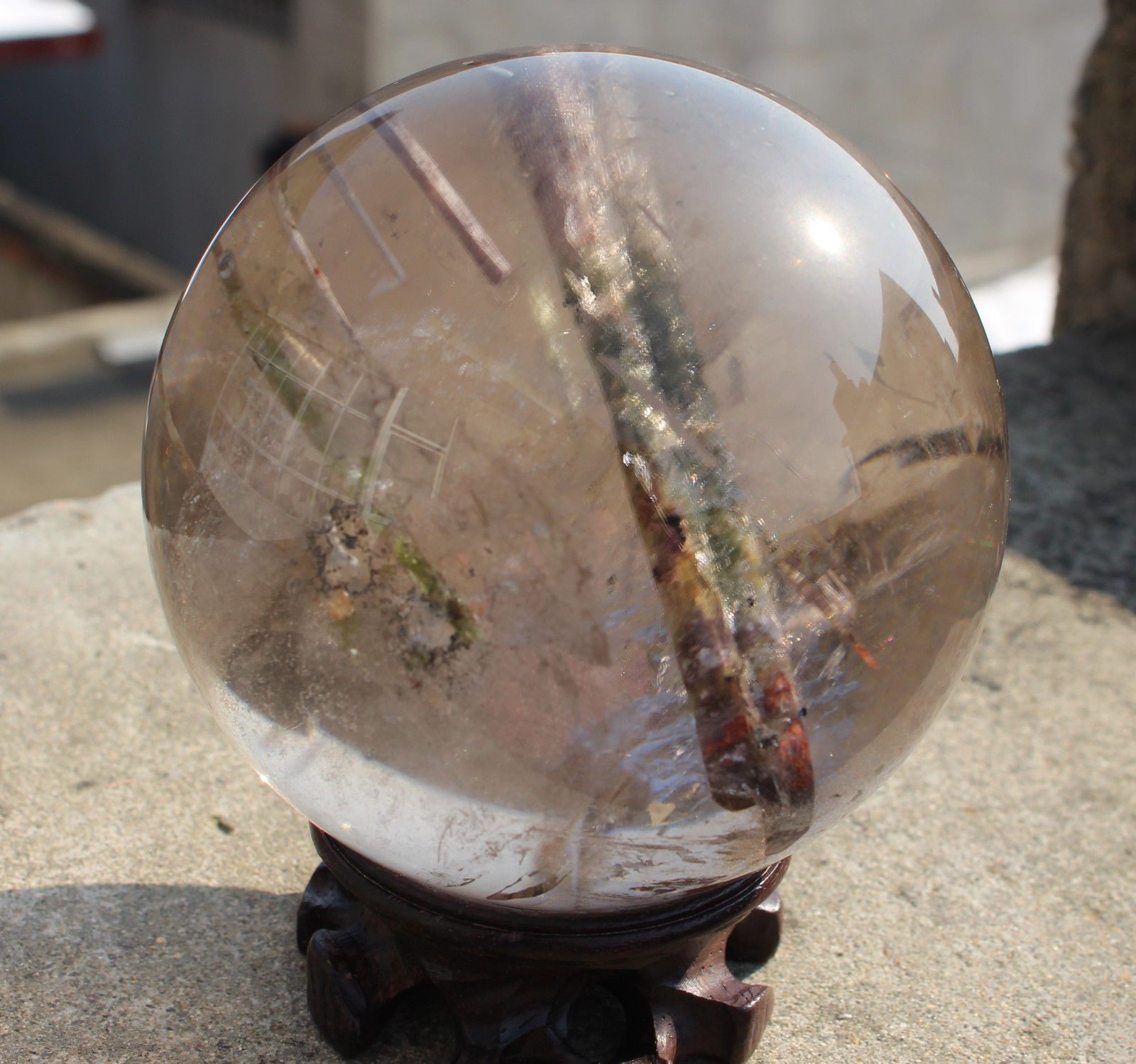 1186g 95mm Natural green tourmaline quartz Crystal gem Ball Sphere Healing