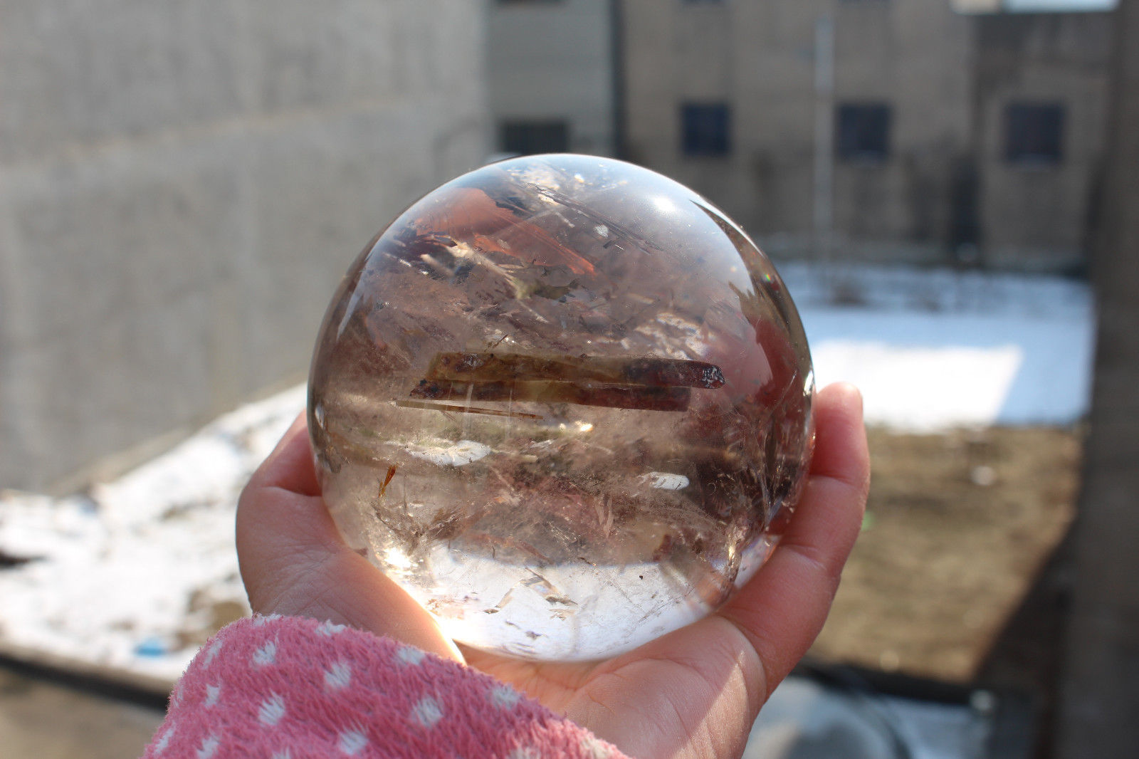 1186g 95mm Natural green tourmaline quartz Crystal gem Ball Sphere Healing