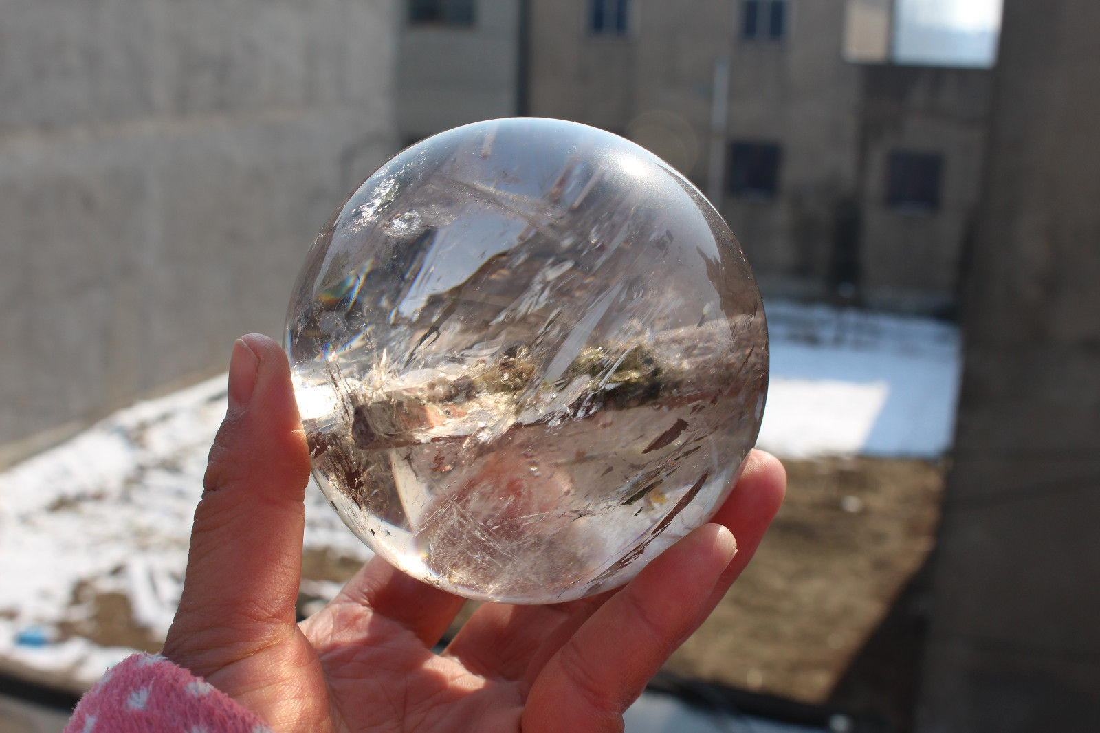 1186g 95mm Natural green tourmaline quartz Crystal gem Ball Sphere Healing