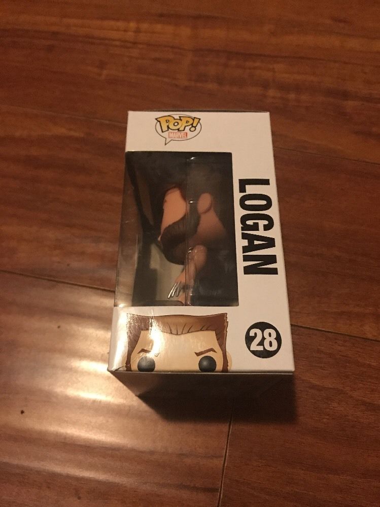 FUNKO POP Marvel LOGAN #28 Non-Bobble Head Vinyl Figure ERROR Box Water Damage