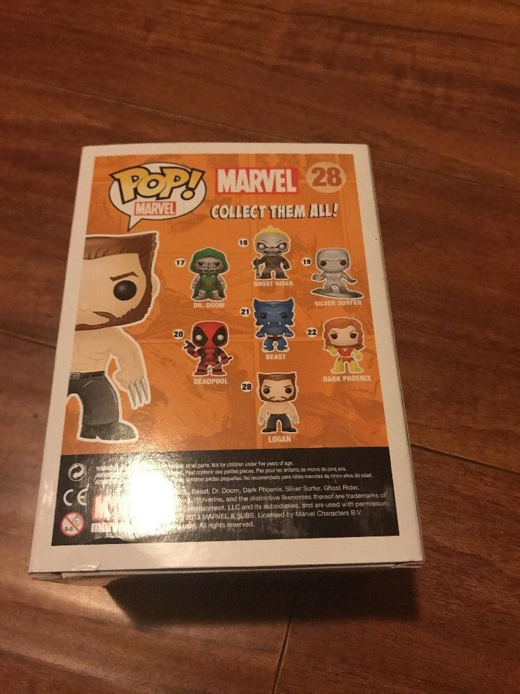 FUNKO POP Marvel LOGAN #28 Non-Bobble Head Vinyl Figure ERROR Box Water Damage