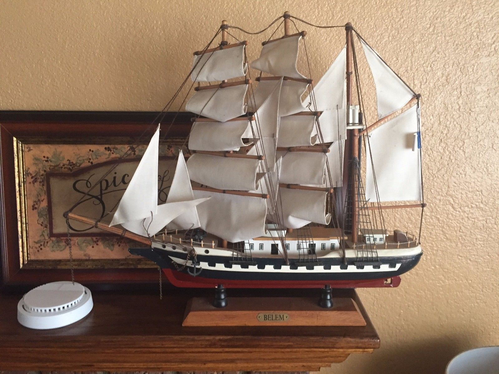 Vintage BELEM Wooden Ship Model Sailing Boat Nautical Home Decor!