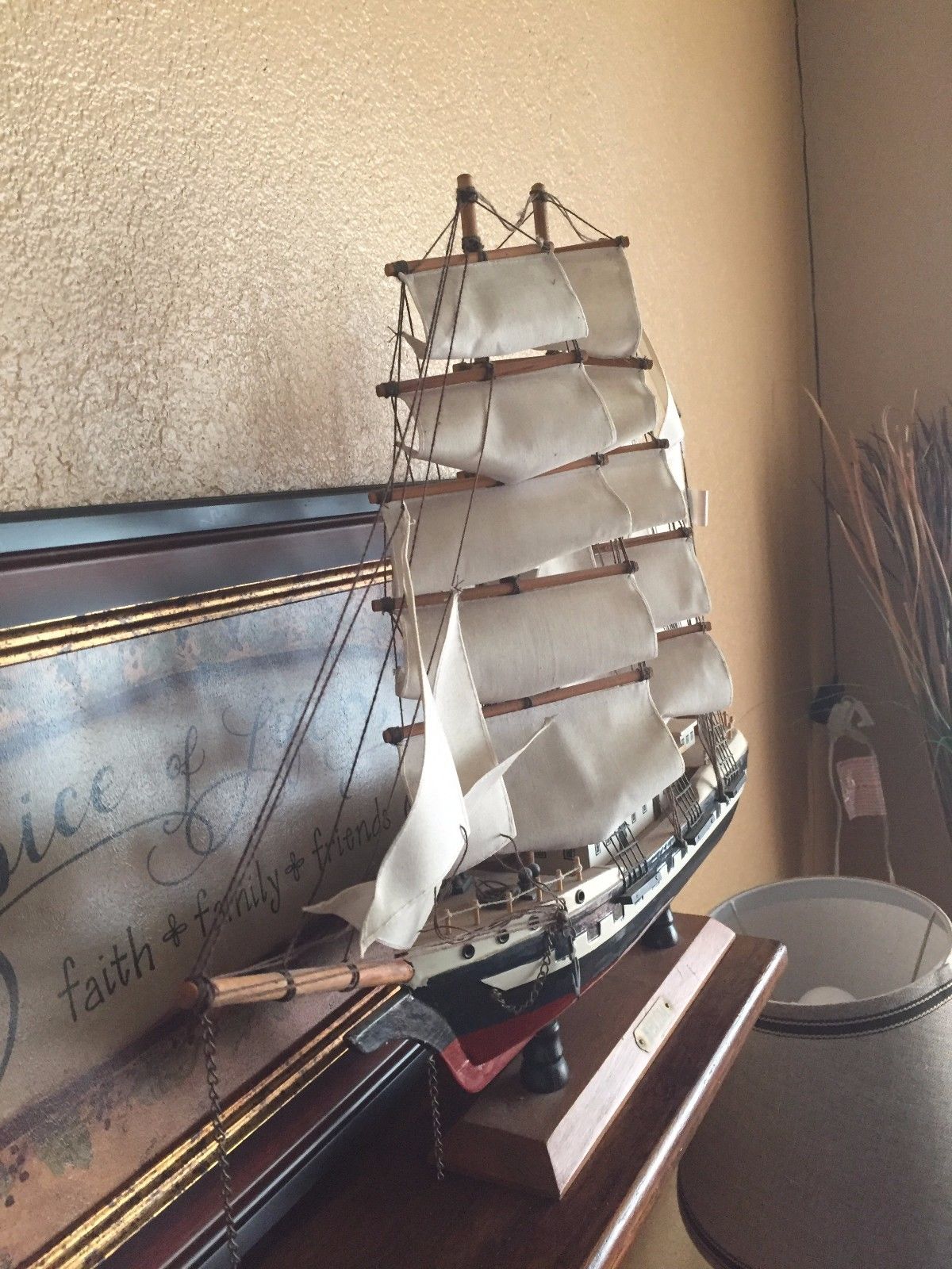 Vintage BELEM Wooden Ship Model Sailing Boat Nautical Home Decor!