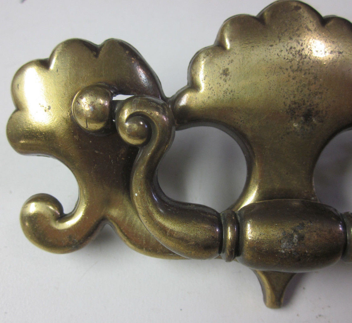 Vintage Antique Brass Plated Dresser Drawer Drop Bail Pull Handle 4-1/2" 3"C-C