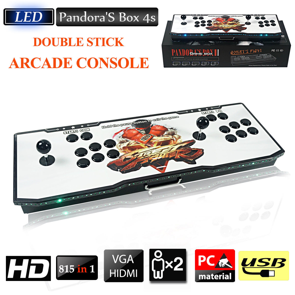 815 Video Games Arcade Console Machine Double Joystick Pandora's Box 4s DHL EW