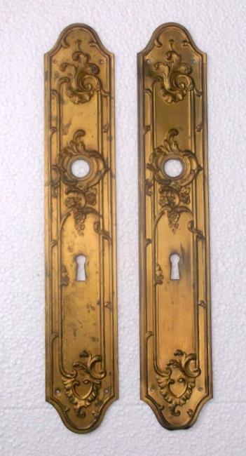 Pair of Vintage French Rococo Brass Door Finger Plates