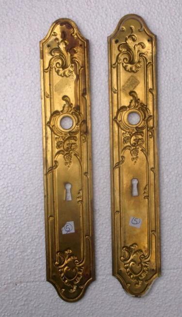 Pair of Vintage French Rococo Brass Door Finger Plates