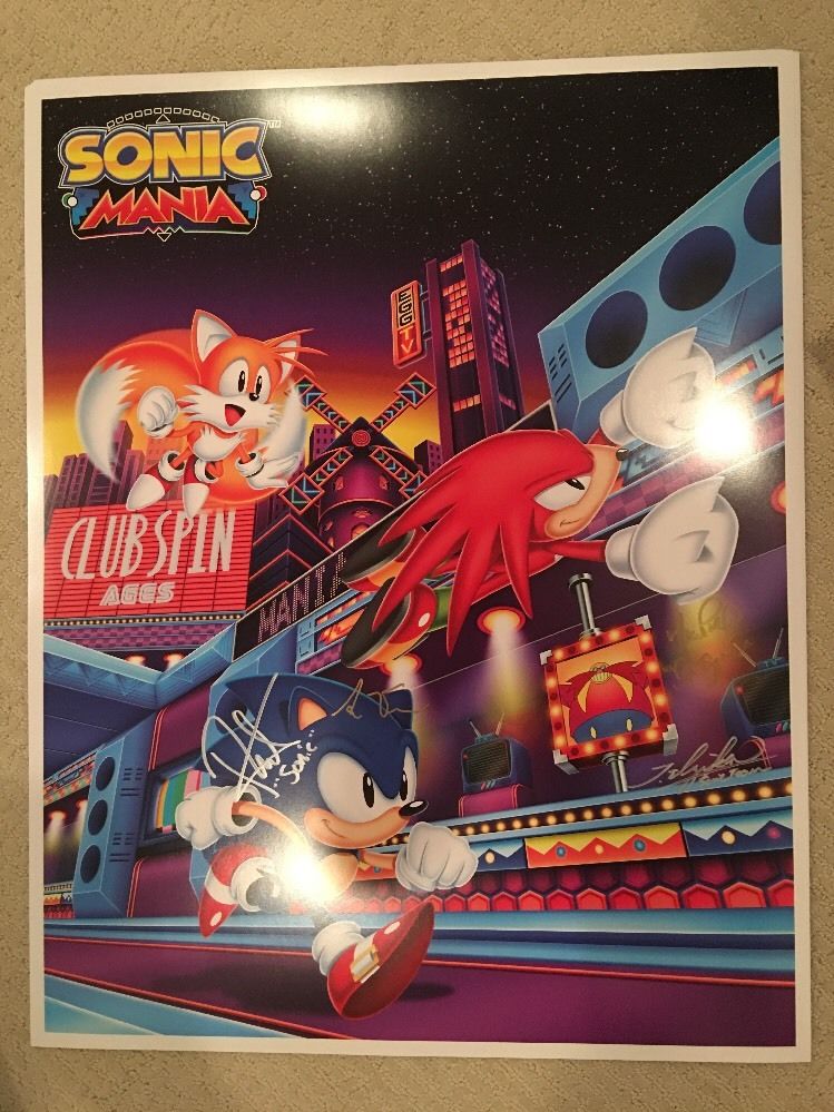 Autographed SXSW Official Sega Sonic Mania Hedgehog Poster EXACT PROOF E3 2017