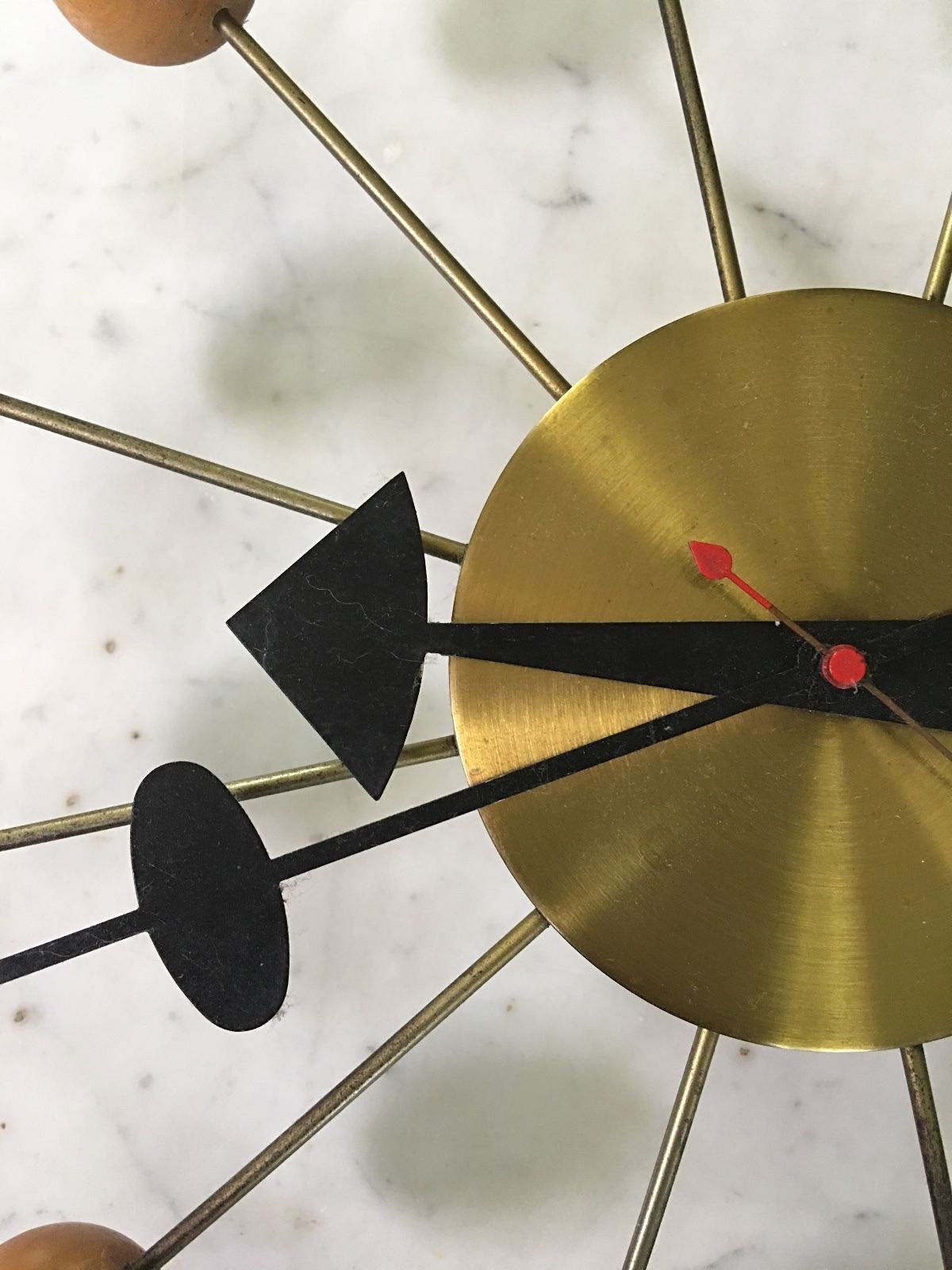 Vintage George Nelson Atomic Ball Clock Howard Miller Electric Original Brass