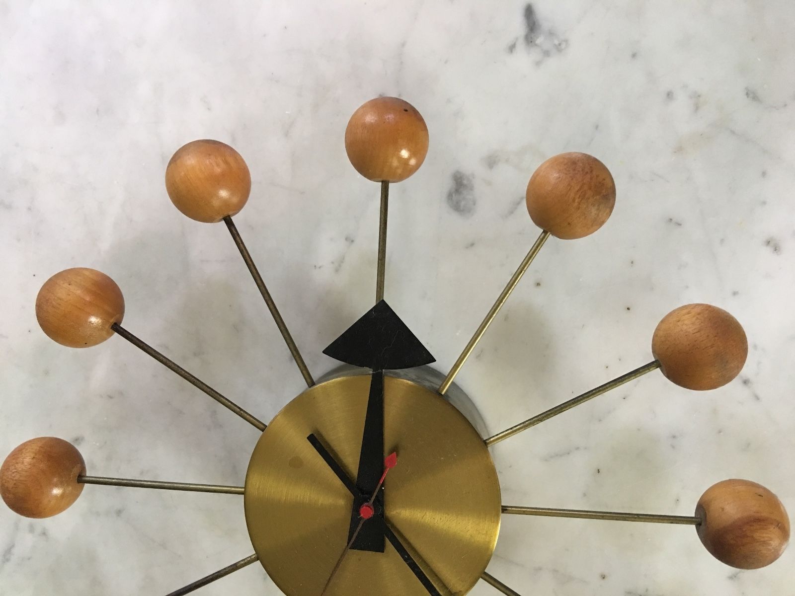 Vintage George Nelson Atomic Ball Clock Howard Miller Electric Original Brass