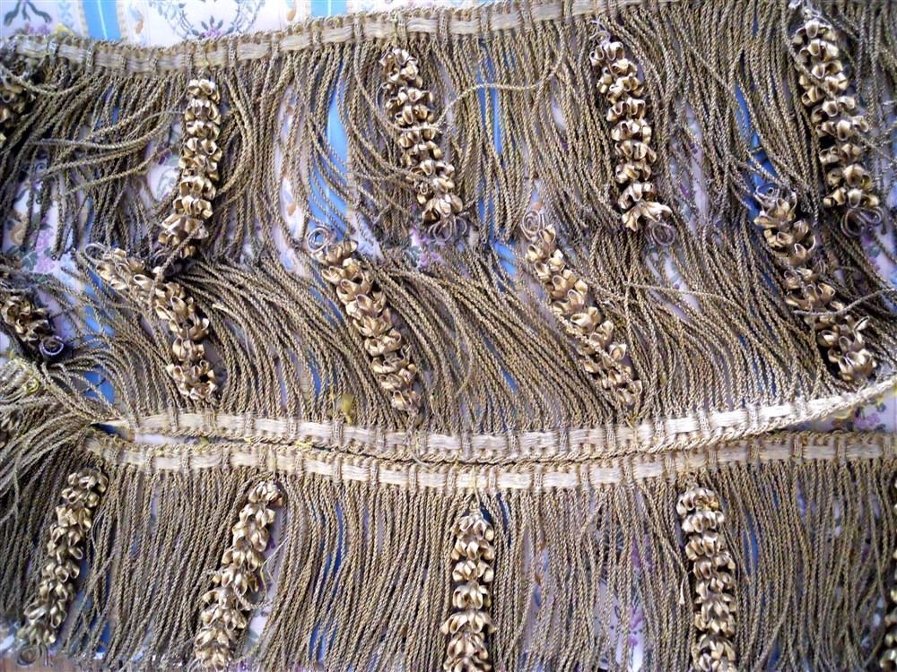 ANTIQUE FRENCH GOLD  METALLIC EYELET TRIM CATERPILLAR 18TH-CENTURY