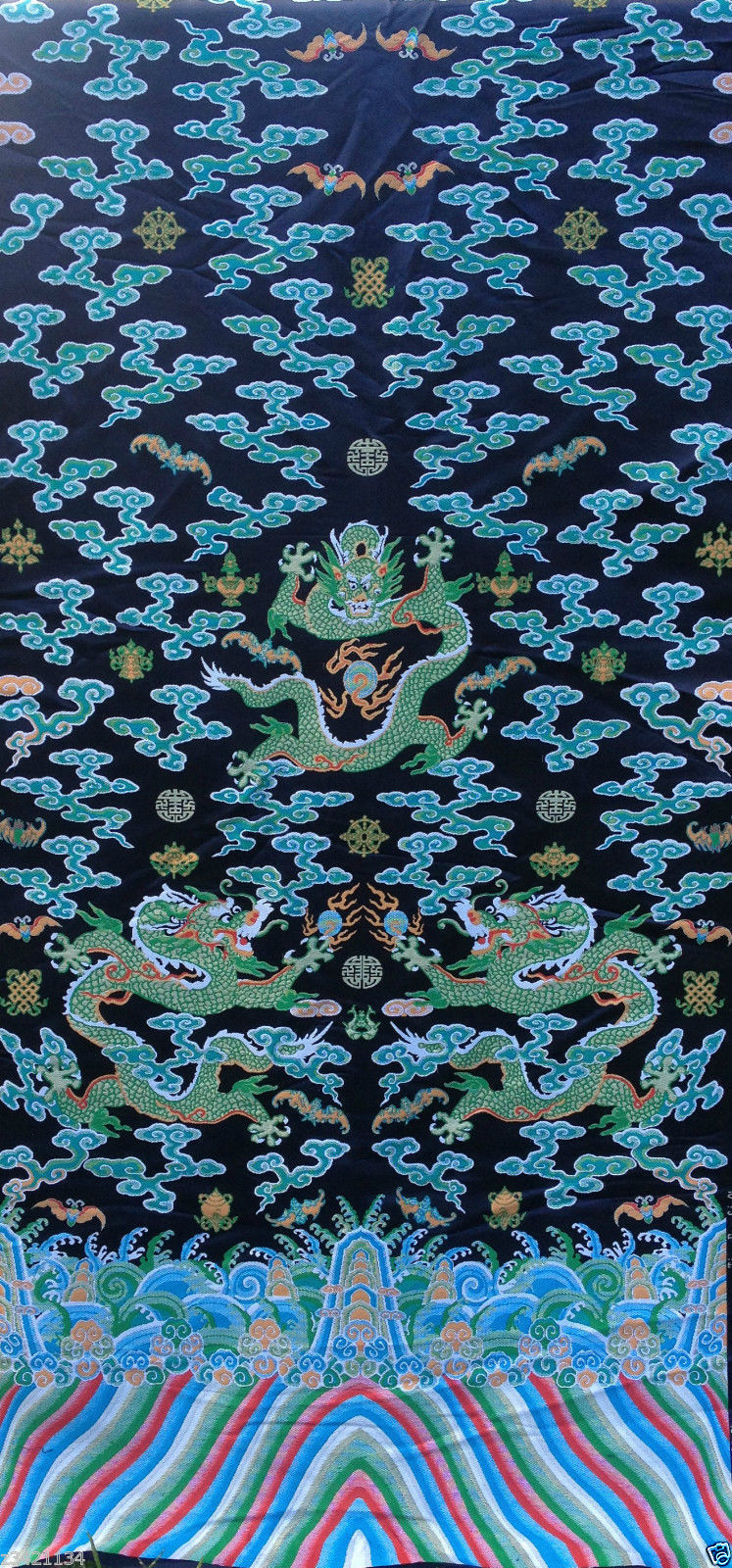 2.6 metres long chinese Dragon robe silk brocade fabric Chinoiserie decor !NEW!