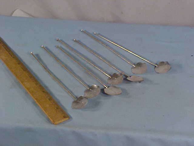 Set of 7 STERLING Silver Iced Tea SPOONS/STRAWS