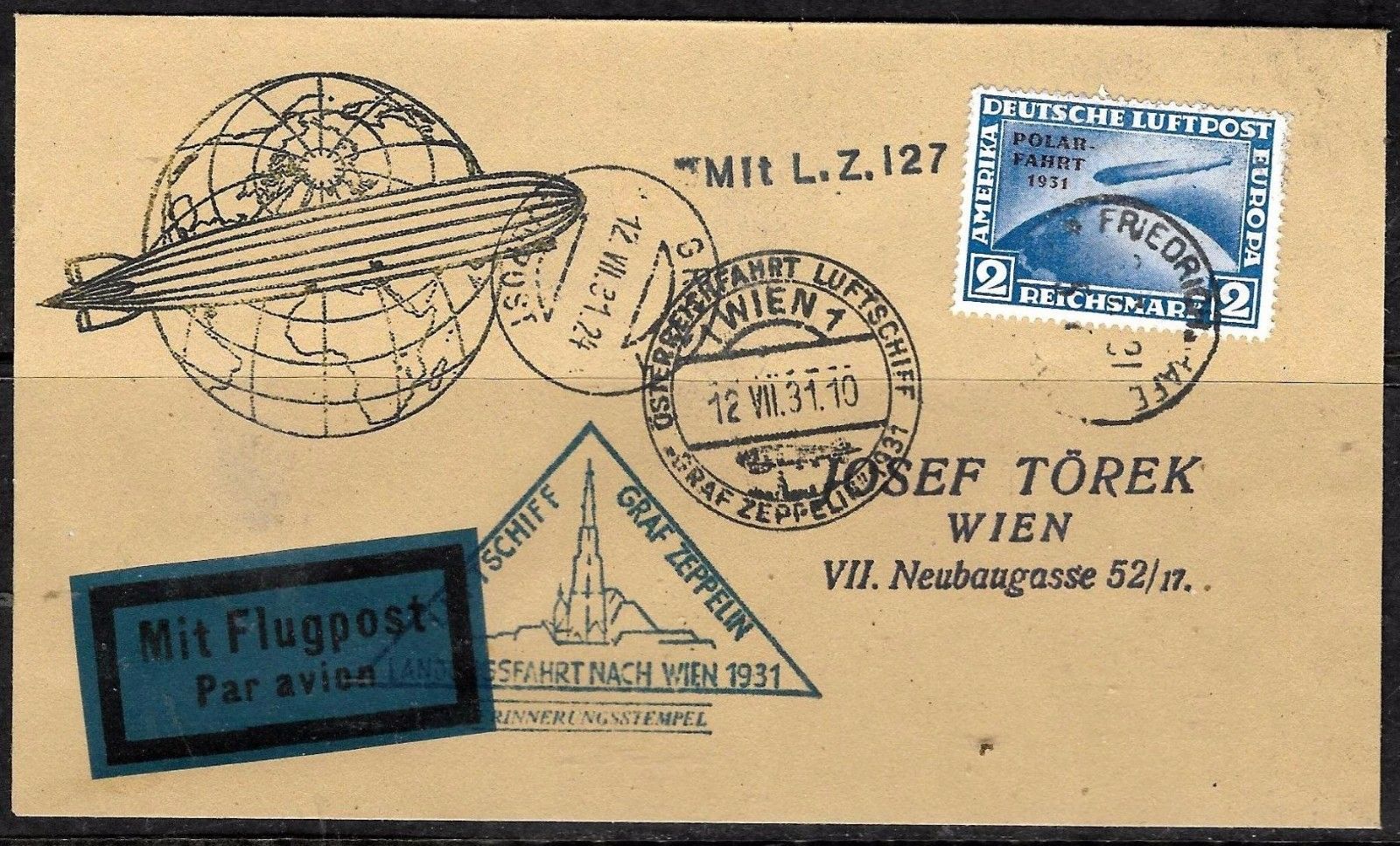 614 - GERMANY - ZEPPELIN POST - 1931 - COVER - FORGERY - FAUX - FAKE