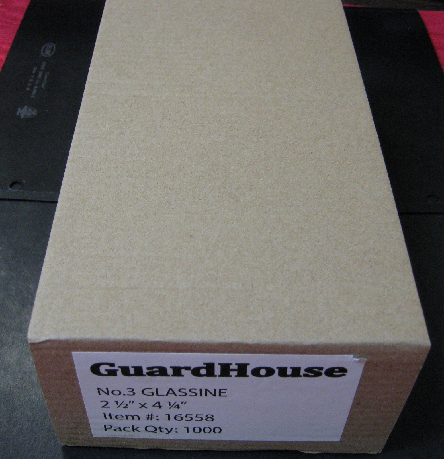 GUARDHOUSE BRAND GLASSINE ENVELOPE SIZE #3. BOX OF 1000 COUNT. 2 1/2" x 4 1/4"