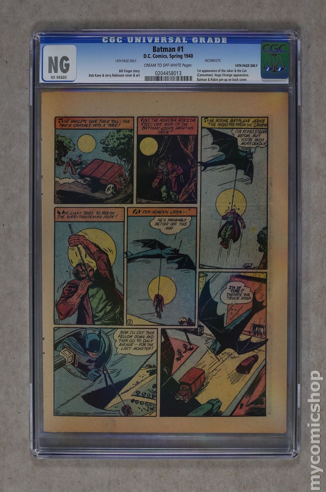 Batman (1940) 1 CGC NG 14th Page Only 0204458013