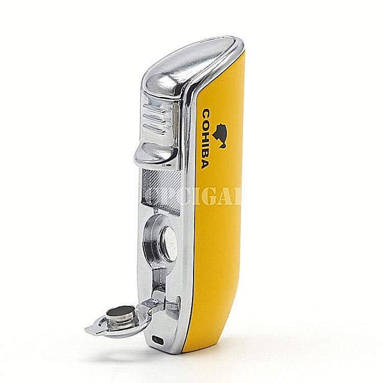 COHIBA Triple Torch Jet Flames Windproof Gas Cigarette Cigar Lighter Puncher