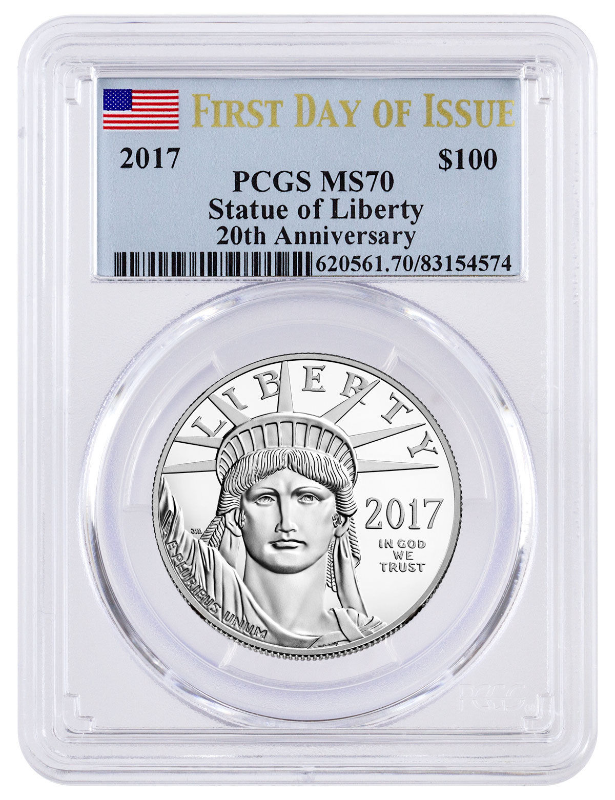 2017 $100 1 oz. American Platinum Eagle PCGS MS70 First Day of Issue SKU45820