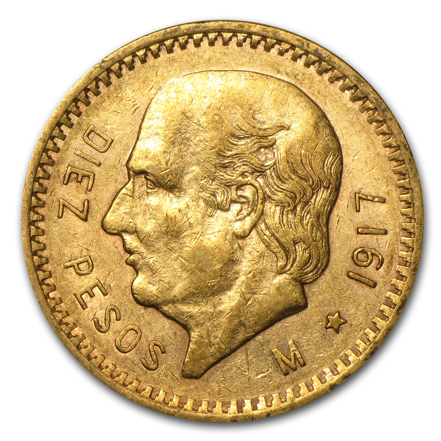 1917 Mexican 10 Pesos Gold Coin - Extra Fine - SKU #85493