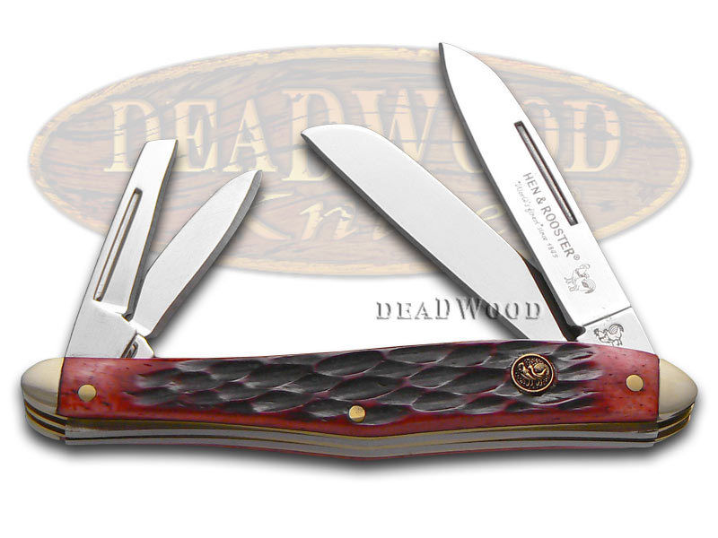 HEN & ROOSTER AND Jigged Red Bone Whittler Stainless Pocket Knife Knives