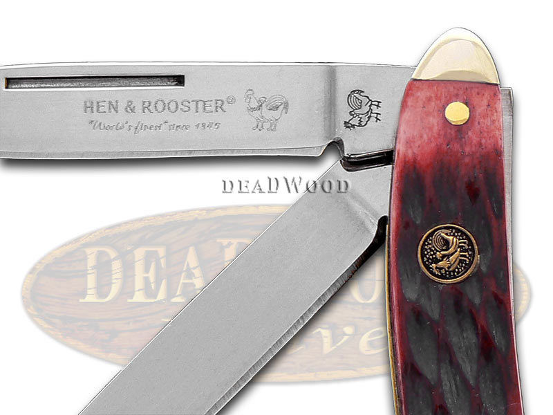 HEN & ROOSTER AND Jigged Red Bone Whittler Stainless Pocket Knife Knives