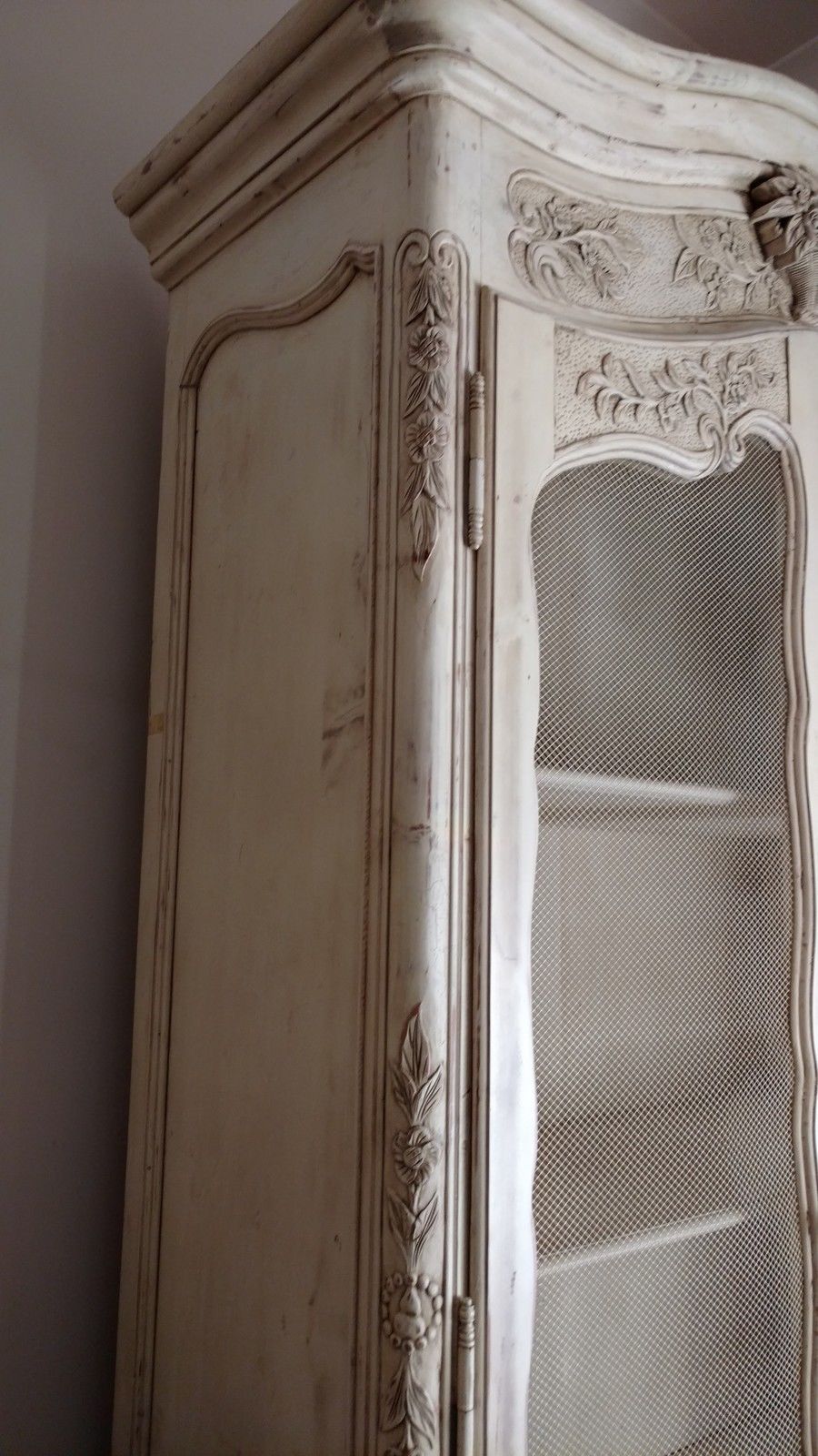 French Armoire Bookcase solid wood hand carved