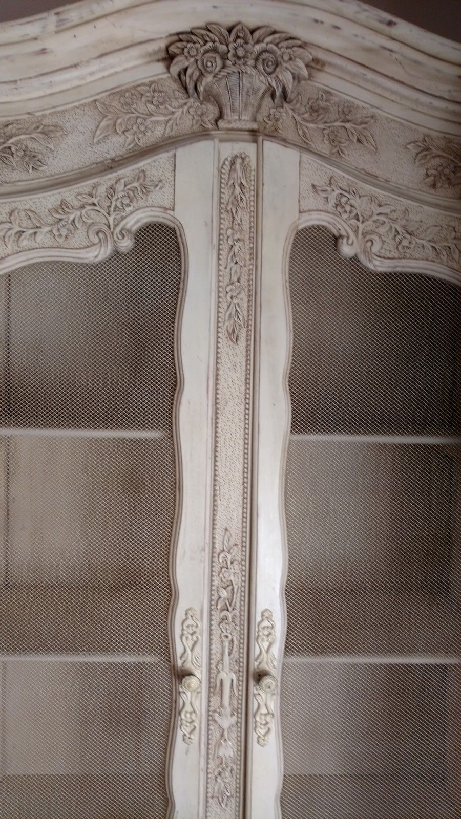 French Armoire Bookcase solid wood hand carved