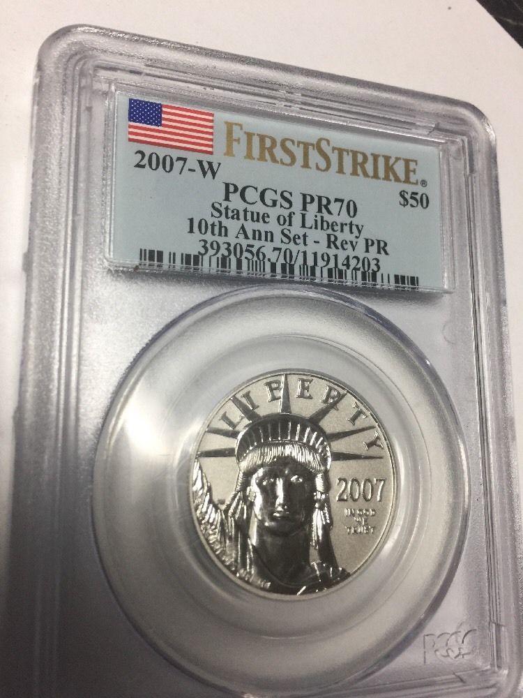 2007-W $50 Platinum Eagle PCGS PR70 FIRST STRIKE Statue Liberty