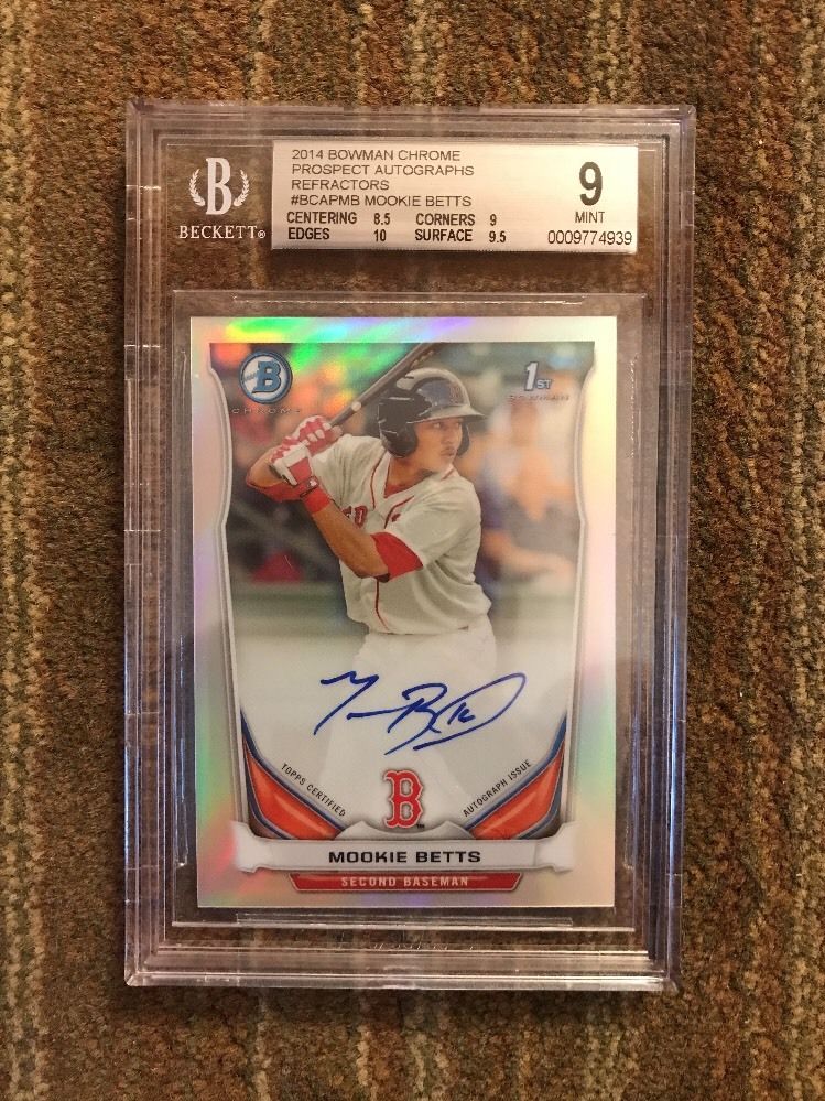 Mookie Betts BGS 9 2014 Bowman Chrome Refractor RC Rookie 10 Auto Autograph /500