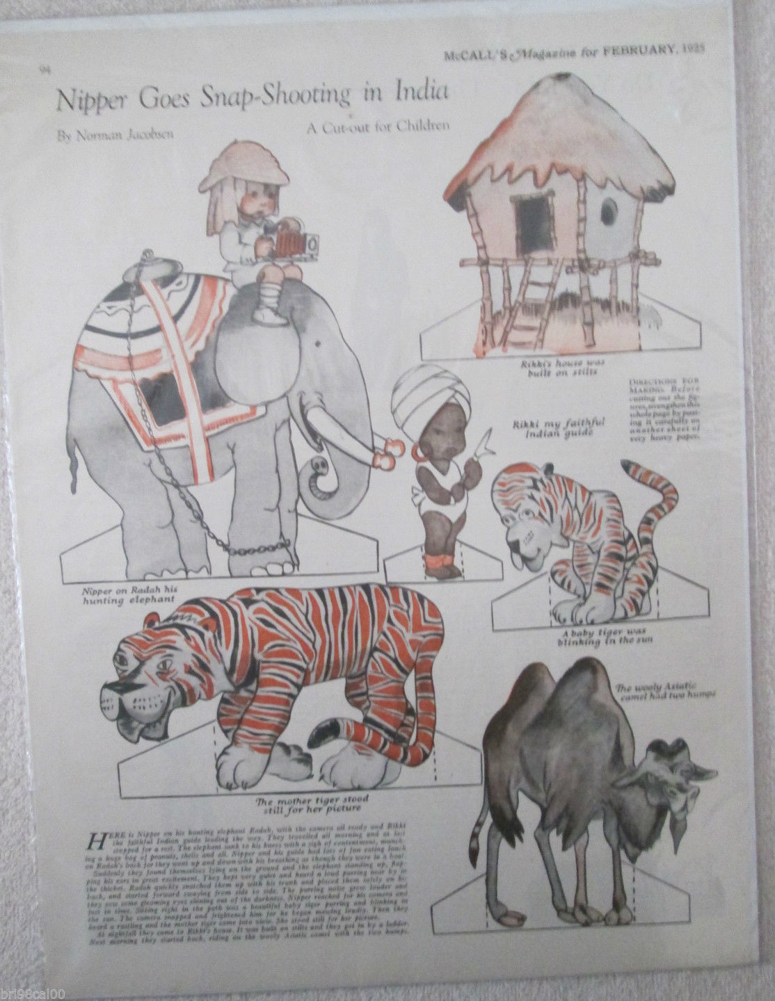 McCalls Magazine Nipper In India paperdoll magazine page 1925