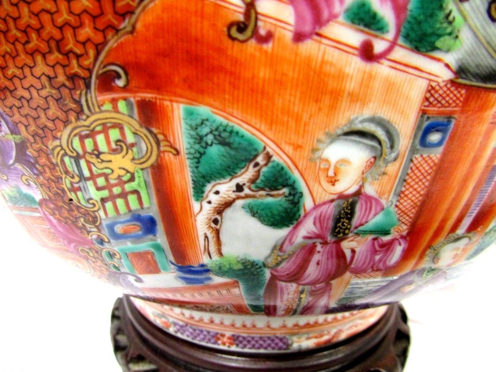 CHINESE PORCELAIN FAMILLE ROSE MANDARIN BOWL 18th C 11" Wide