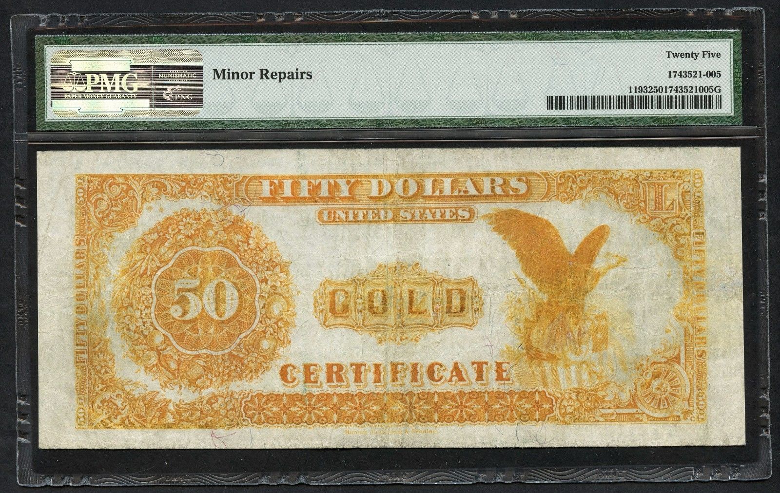 FR1193 $50 1882 SERIES GOLD CERTIFICATE -- PMG 25 VF -- WLM3826