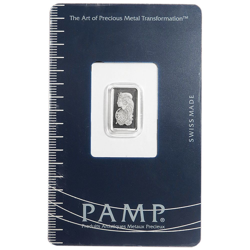 Lot of 5 - 1 Gram Pamp Suisse Palladium Bar .9995 Fine Fortuna