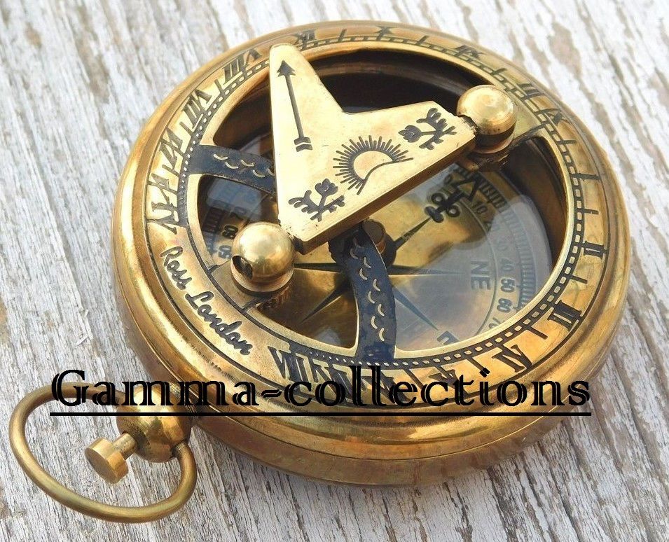 Antique Brass Sundial Pocket Compass Nautical Decor Maritime GAME OF THRONES