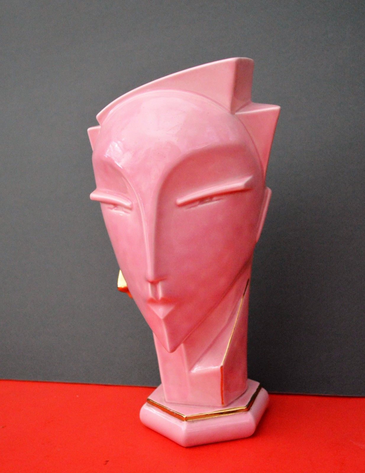 VINTAGE ART DECO GLAZED CERAMIC SIGNED HEAD SCULPTURE LINDSEY BALKWEILL STYLE