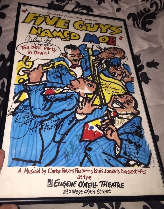 SIGNED!! Five Guys Named Moe Broadway Card 1992 By Orig Cast And Crew. Nice !