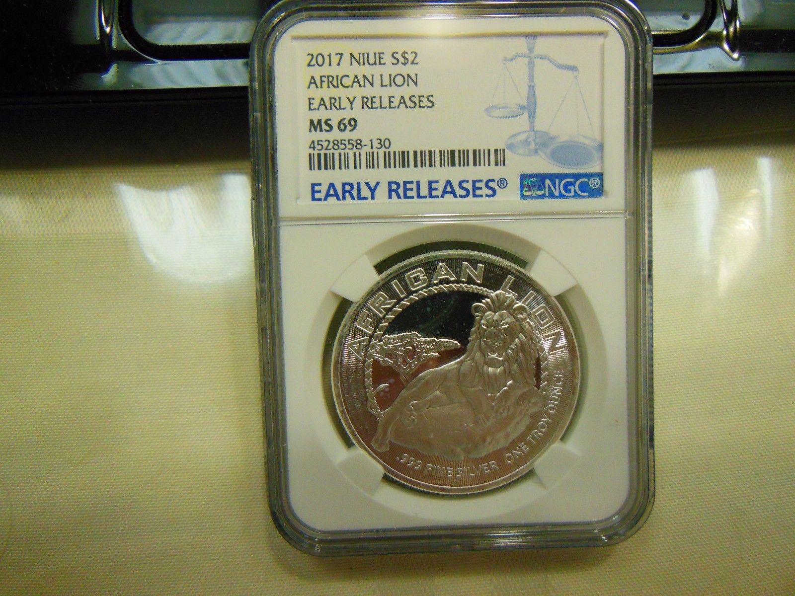 NIUE-2017 $2 African Lion-1oz .999 Fine Silver-NGC-MS69