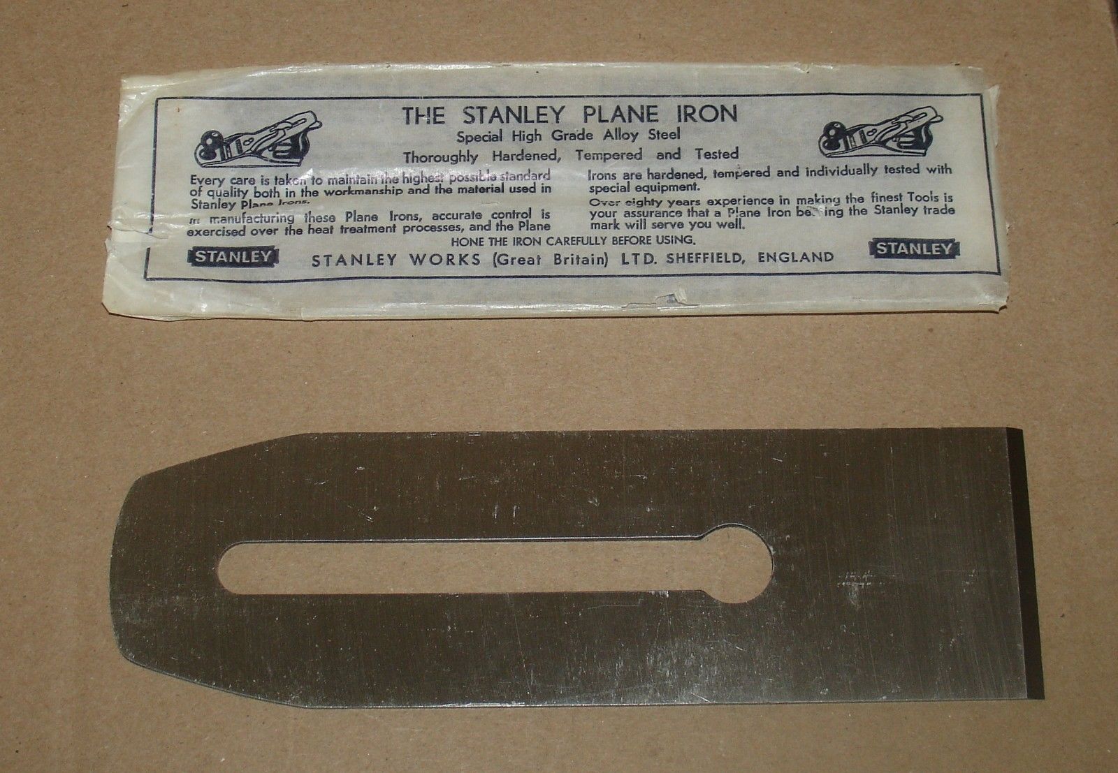 Vintage Stanley Plane Iron Cutter Made in England Unused with Package