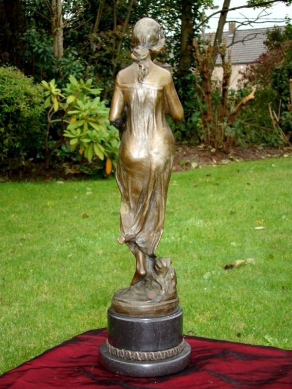 Statue Sculpture Damsel Art Deco Style Art Nouveau Style Bronze