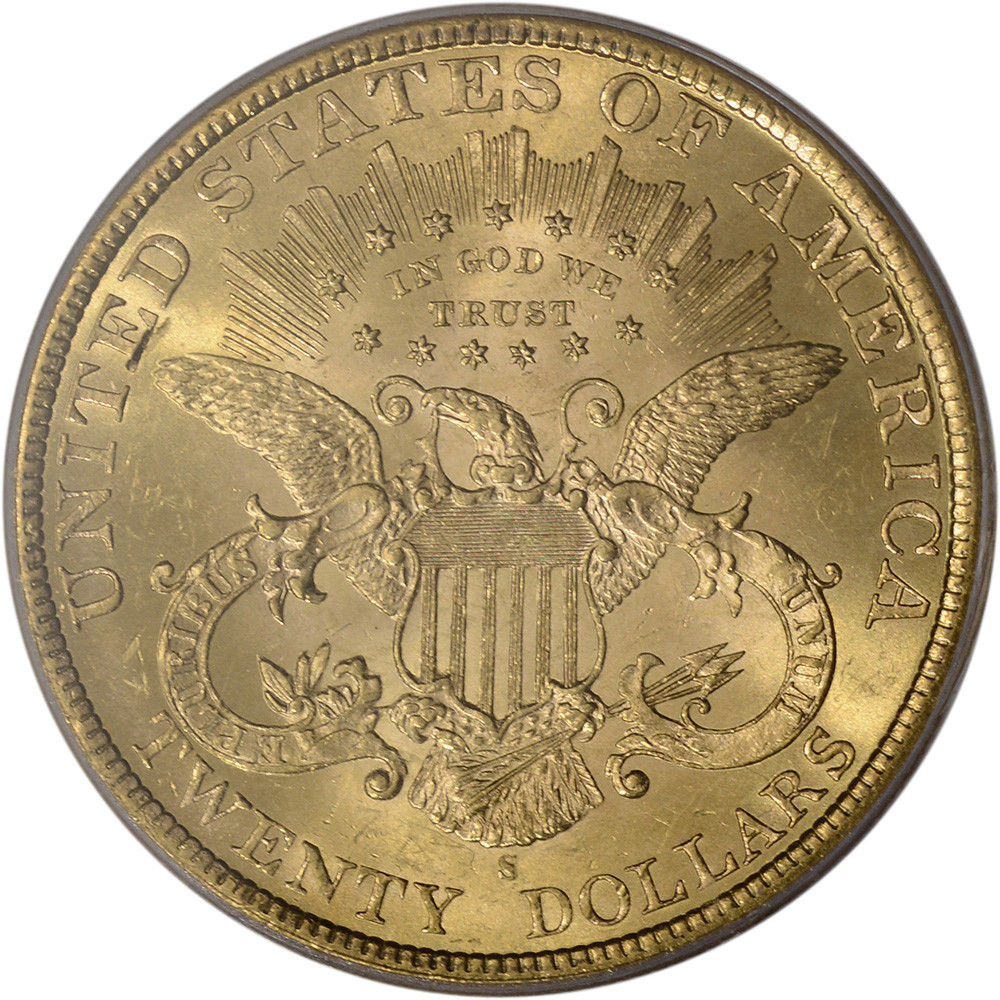 1898-S US Gold $20 Liberty Head Double Eagle - PCGS MS62+