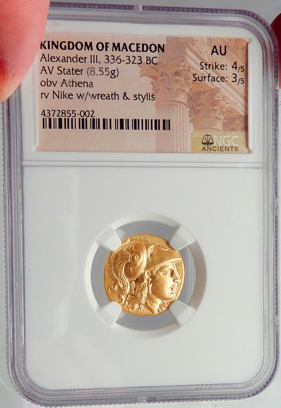 ALEXANDER III the GREAT Lifetime 328BC Authentic Ancient Greek GOLD Coin NGC AU