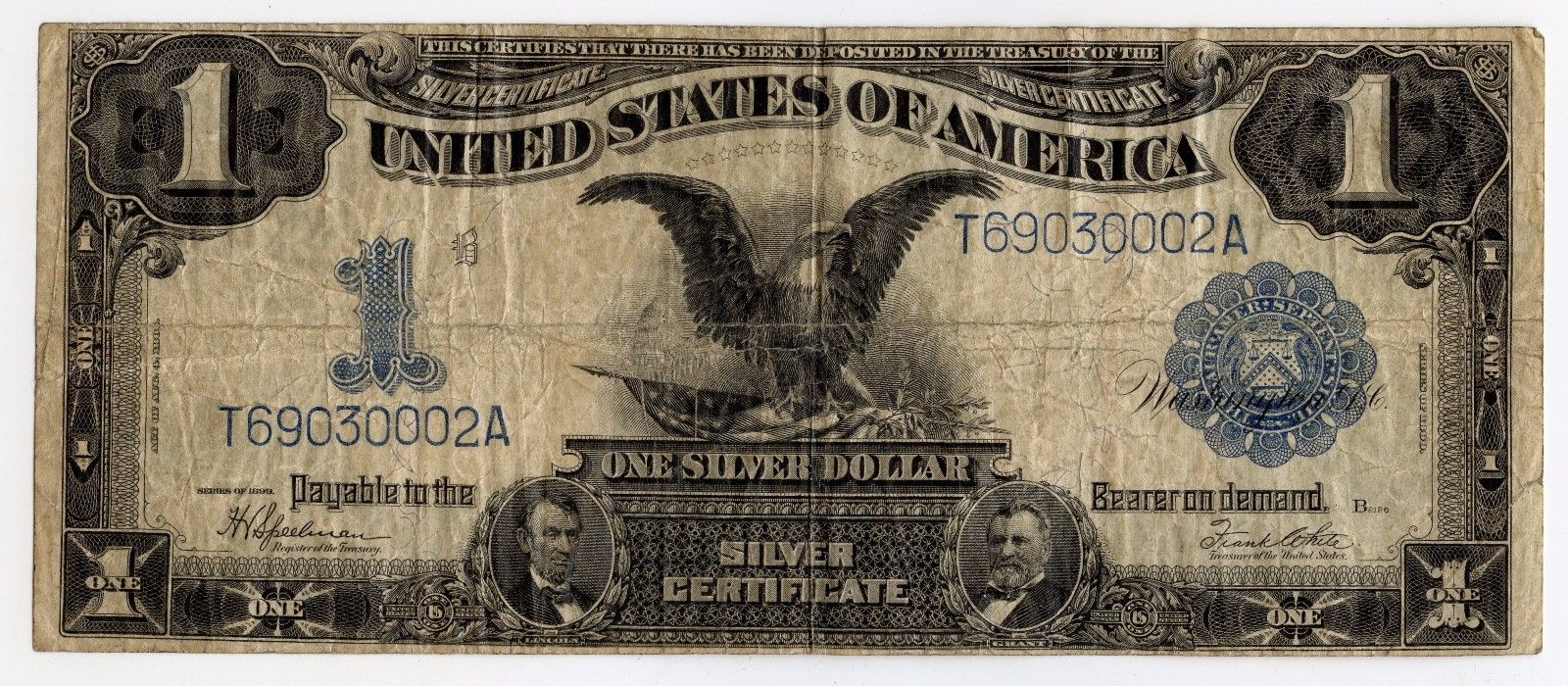 1899 $1 Silver Certificate Black Eagle One Dollar U.S. Note/ Large Currency MA24