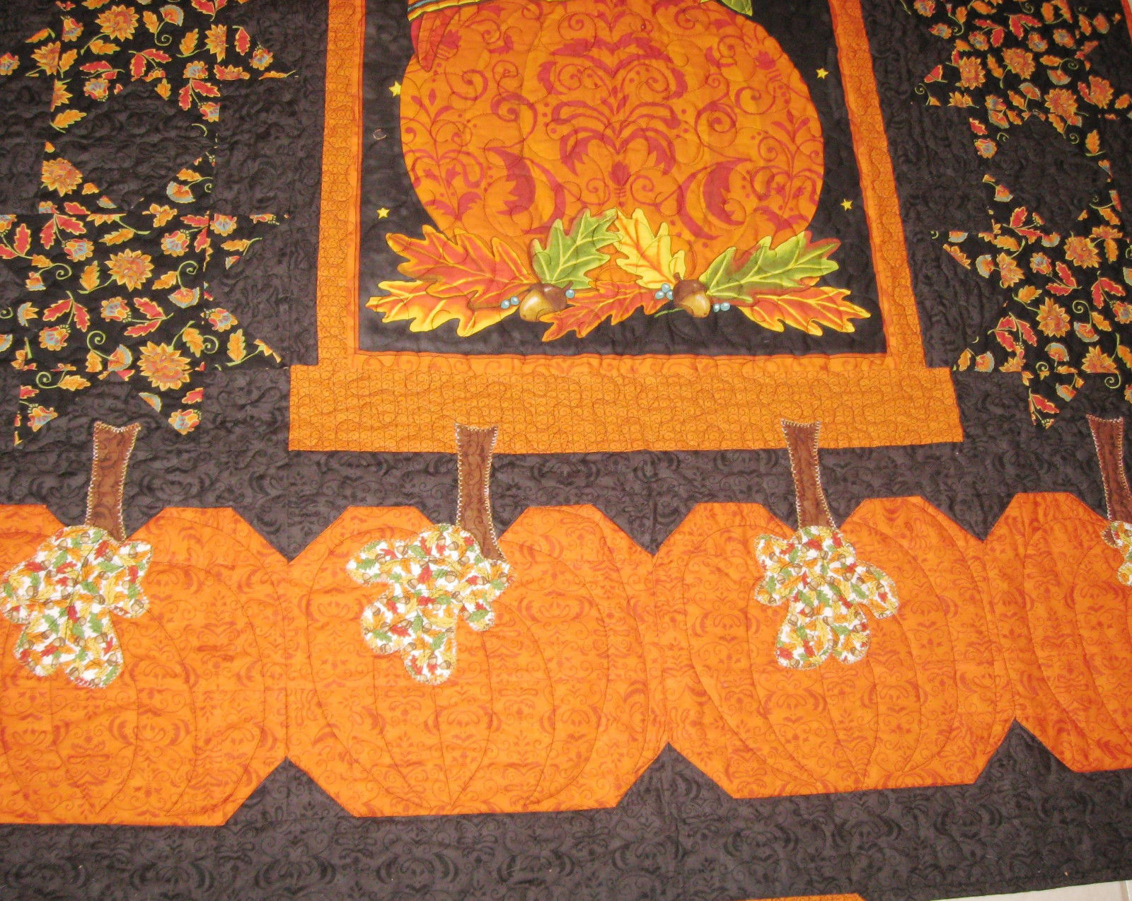 Night Watchman Quilt (handmade)  Owl and Pumpkins