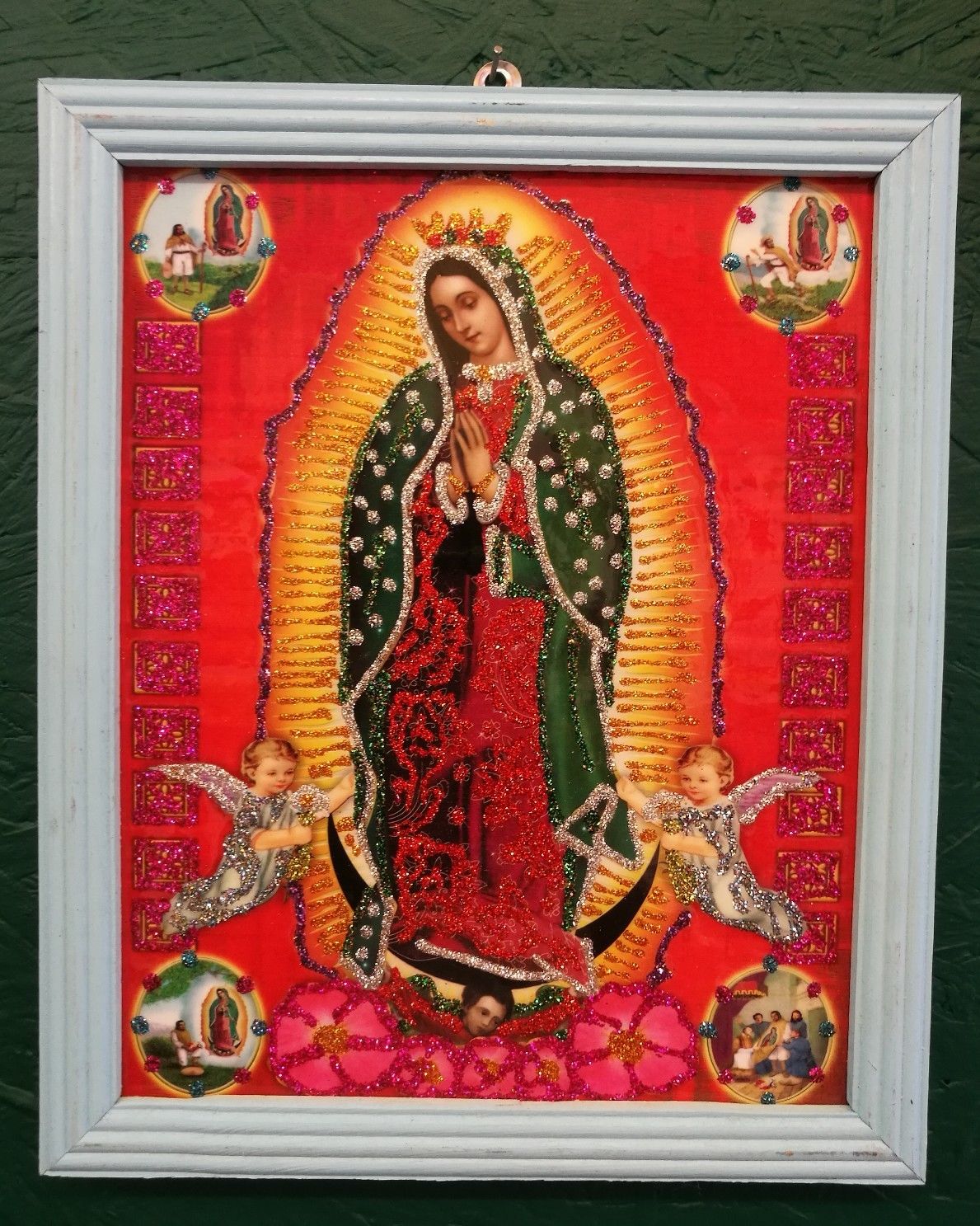 Virgin of Guadalupe Glittery & Gorgeous Framed Retablo Picture Religious Icon #9