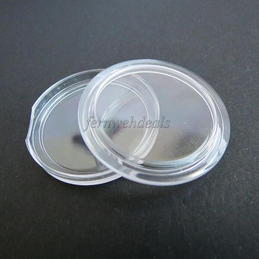 100 Clear Round Plastic Coin Capsule Container Storage Box Holder Case 21mm