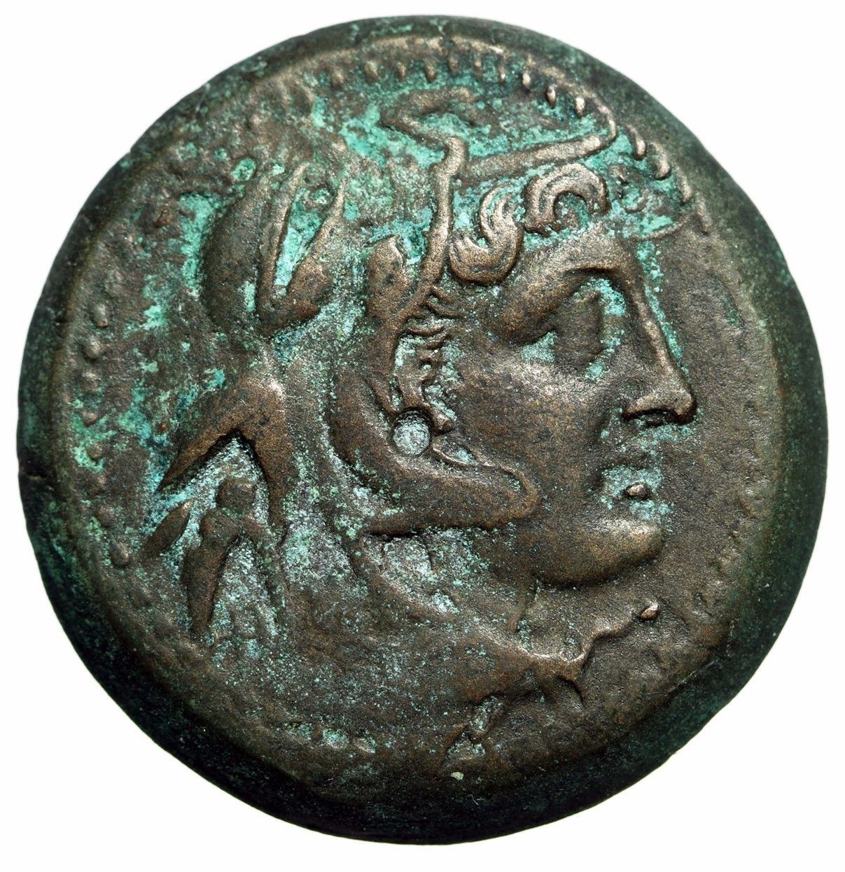 Ptolemaic Kingdom: Ptolemy III AE26 "Alexander, Elephant Headdress & Eagle" gVF