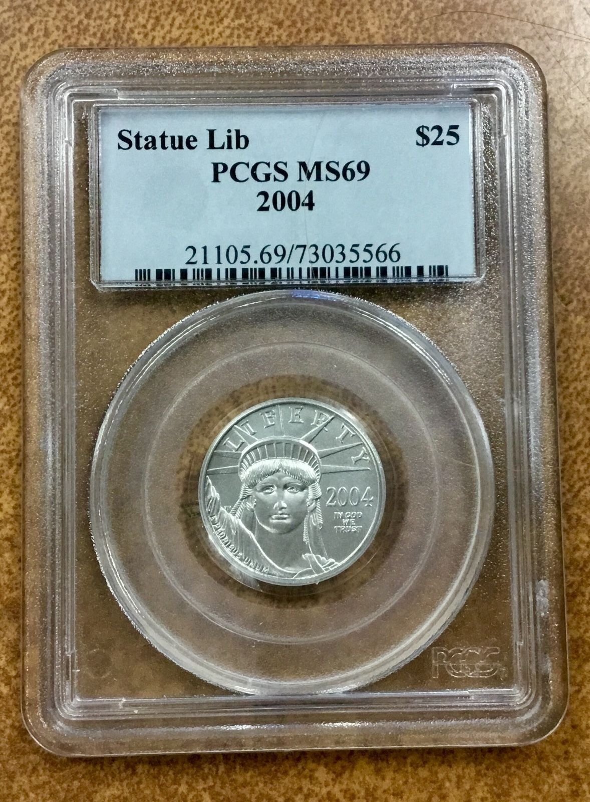 {BJSTAMPS} 2004  1/4oz  $25 Platinum American Eagle MS69 PCGS Blue Label