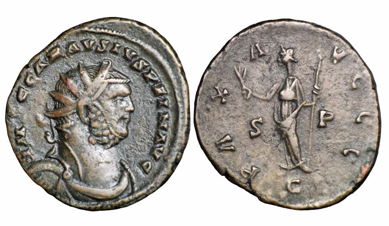 British usurpers: Carausius bronze antoninianus minted London 292 AD.