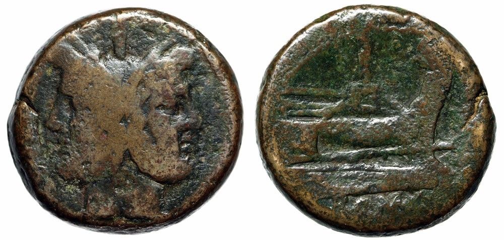 Roman Republic Anonymous AE As "Janus & Prow" After 211 BC 33mm 36.81g Fine