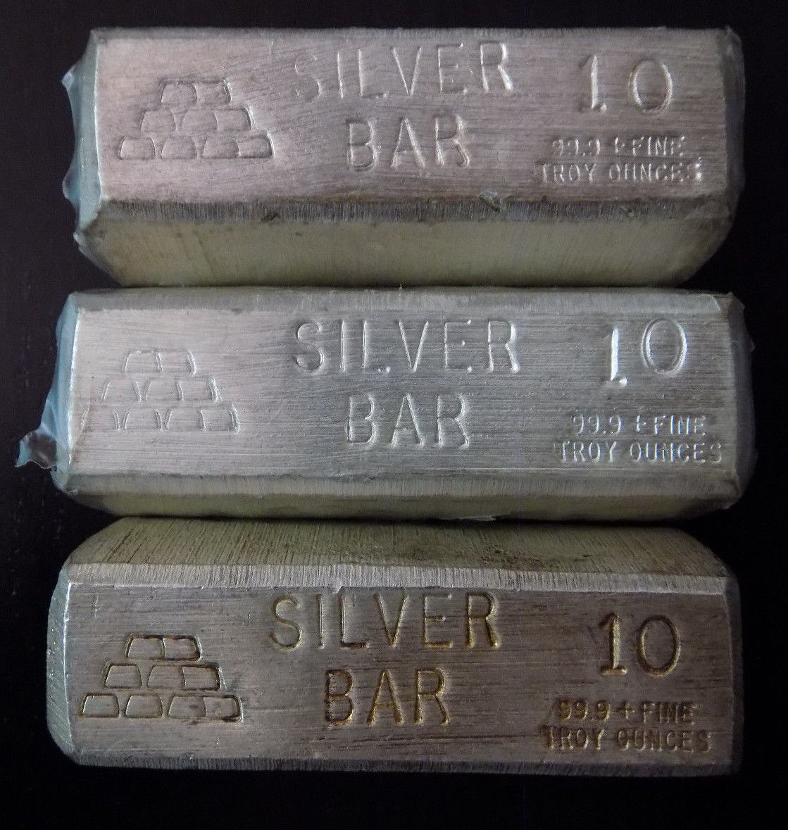 Stack of Bullion Bars Design 10 oz .999 Fine Silver Kit Kat Loaf Bar Ingot